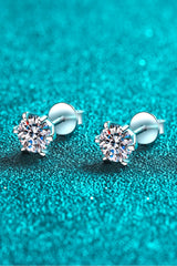 1 Carat Moissanite Rhodium-Plated Stud Earrings - Shah S. Sahota