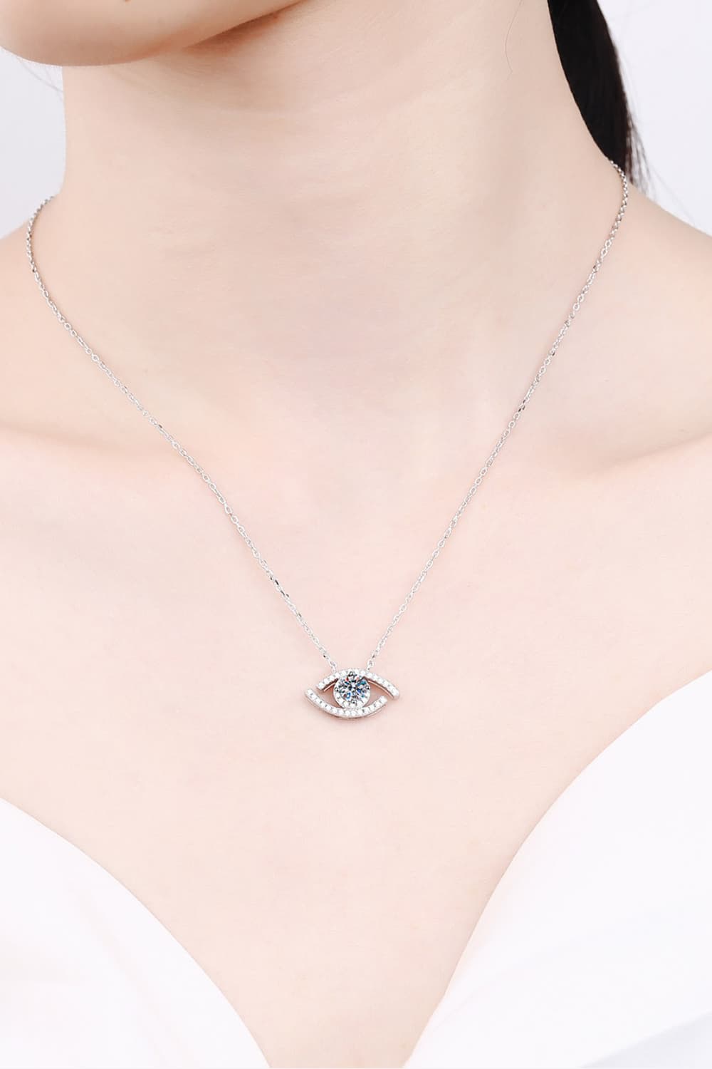 Moissanite Evil Eye Pendant 925 Sterling Silver Necklace - Shah S. Sahota