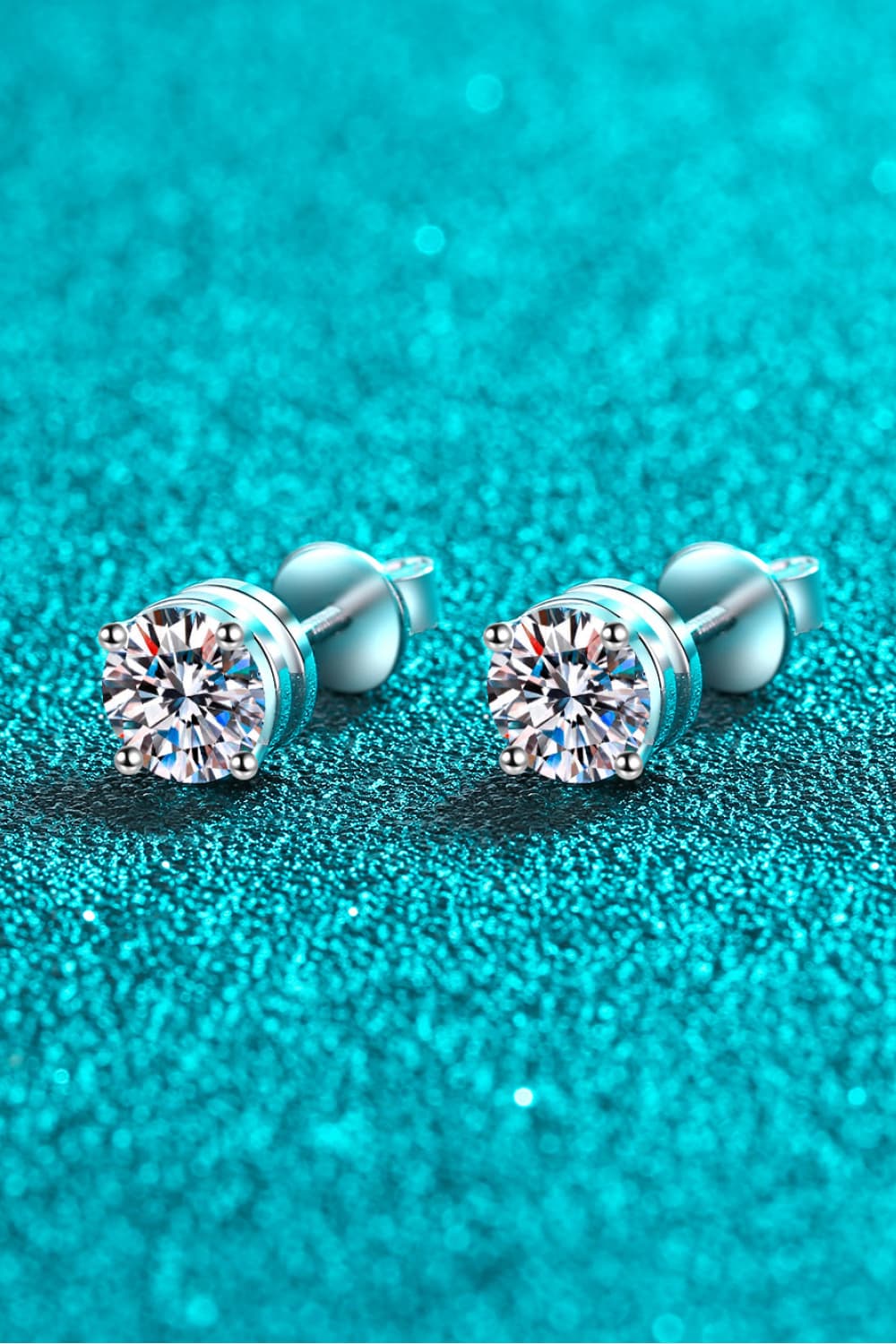 2 Carat Moissanite Rhodium-Plated Stud Earrings - Shah S. Sahota