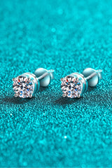 2 Carat Moissanite Rhodium-Plated Stud Earrings - Shah S. Sahota