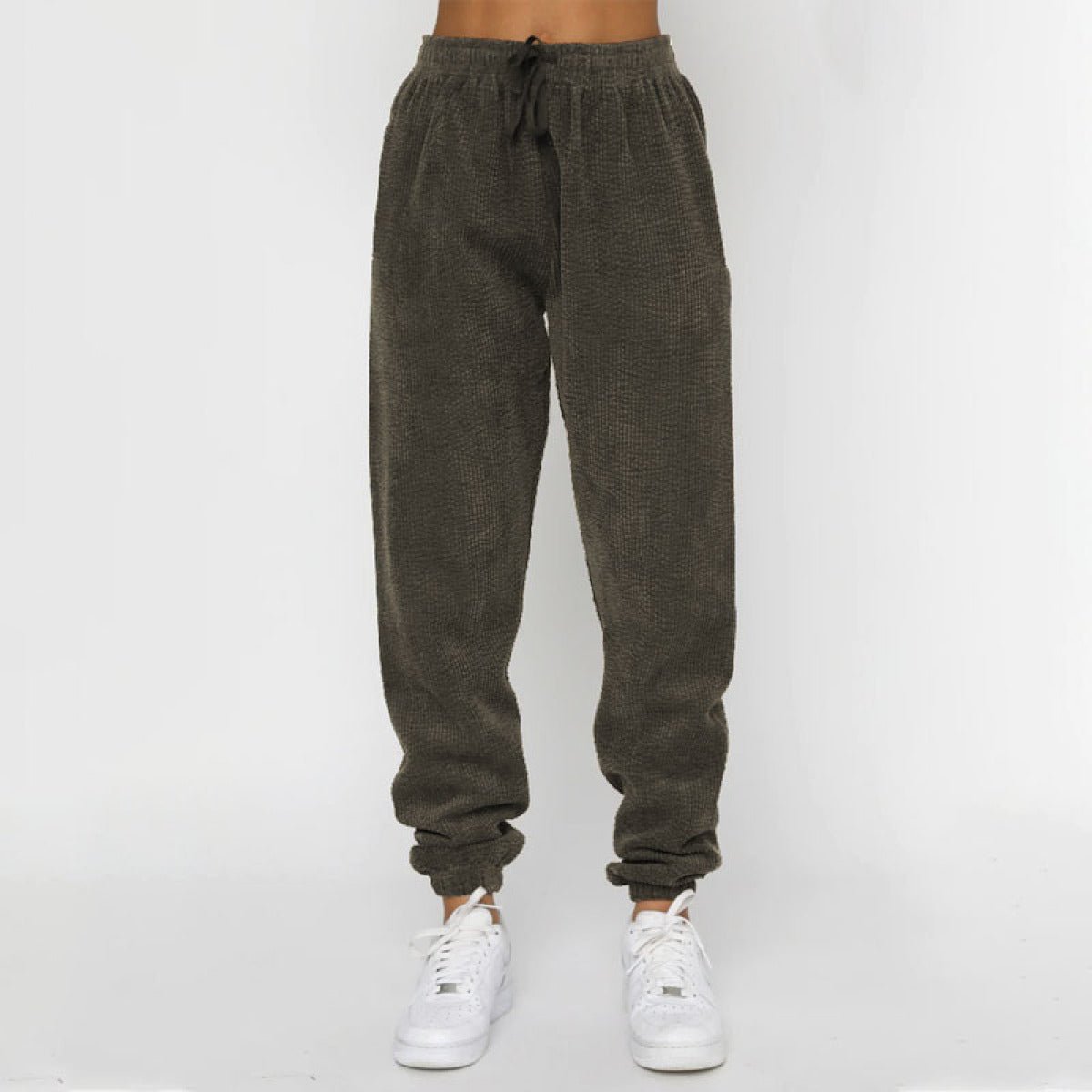Corduroy Crew Neck Pullover Long Sleeve Sweatshirts & TiePants Two-Piece Sets - Shah S. Sahota