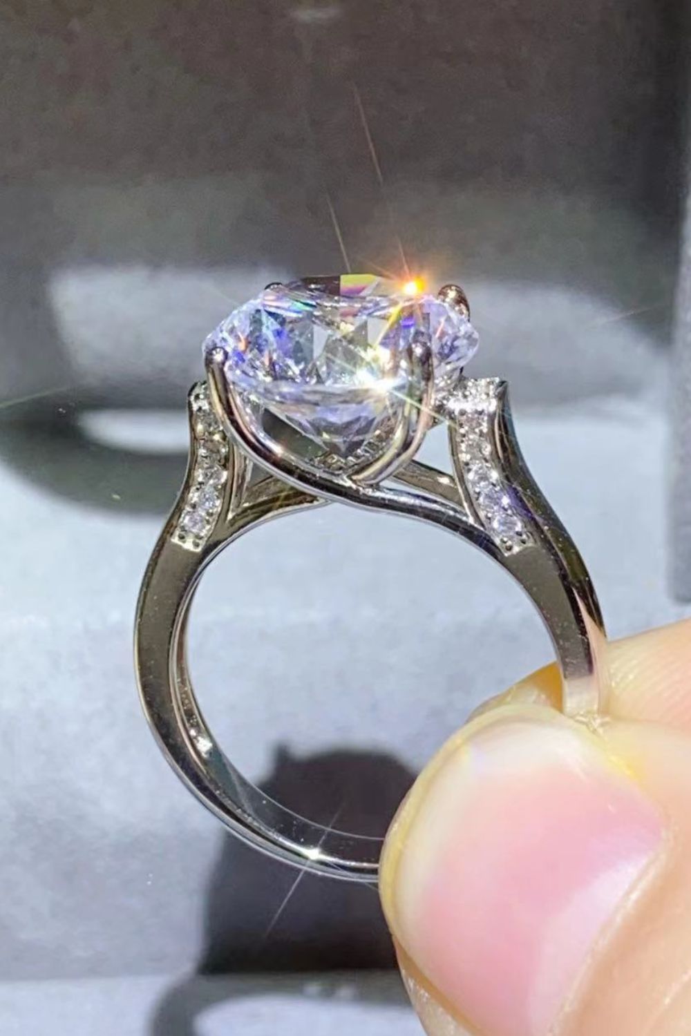 5 Carat Moissanite Platinum-Plated Ring - Shah S. Sahota