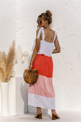 Color Block Tie Shoulder Tiered Sleeveless Dress - Shah S. Sahota