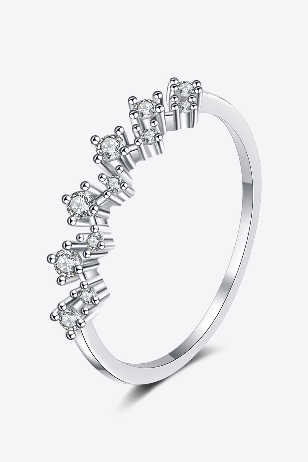 Moissanite Rhodium-Plated Half-Eternity Ring - Shah S. Sahota
