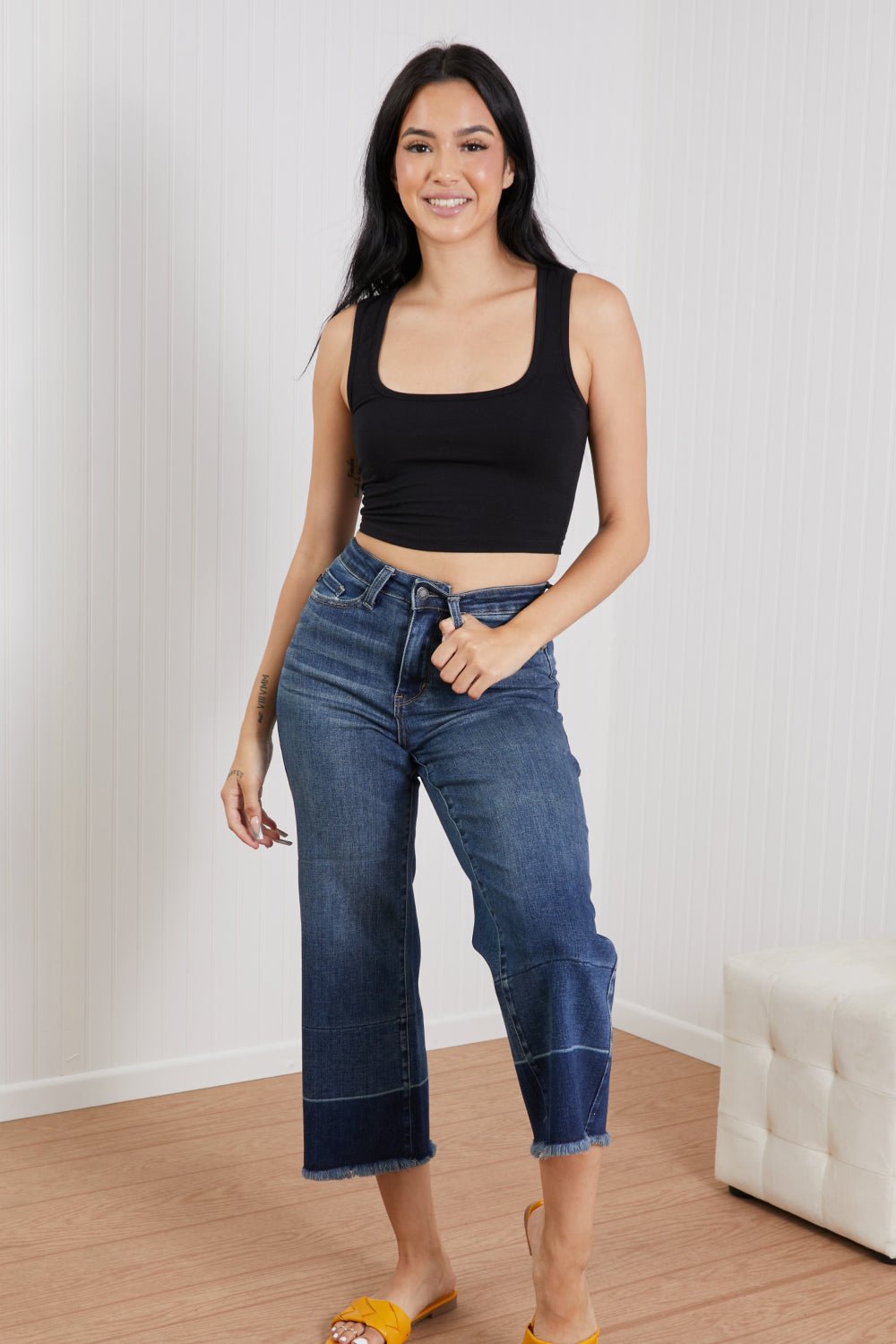 Judy Blue Savannah Full Size Wide Leg Cropped Jeans - Shah S. Sahota