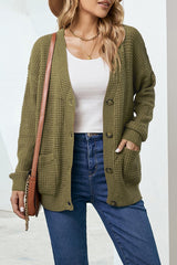Drop Shoulder Button Down Pocketed Cardigan - Shah S. Sahota