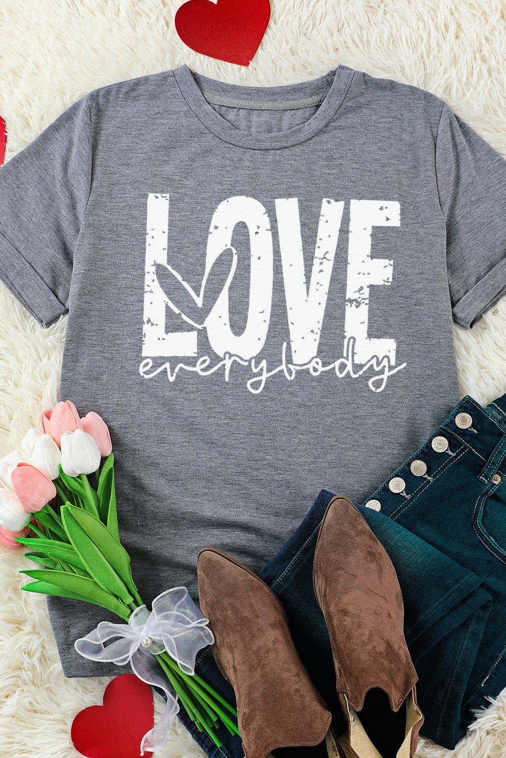 LOVE EVERYBODY Short Cuffed Sleeve T-Shirt - Shah S. Sahota