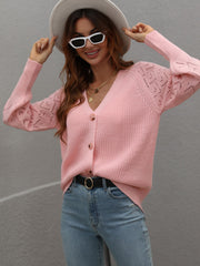 Rib-Knit Plunge Raglan Sleeve Cardigan - Shah S. Sahota