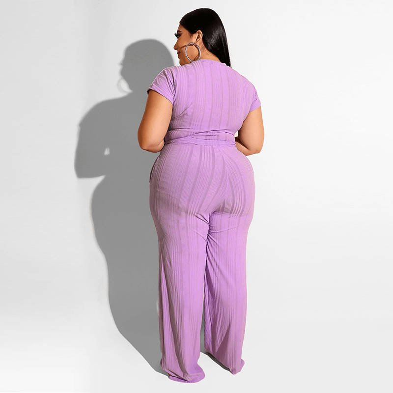 Women's Solid Color Belted Two Piece Set - Shah S. Sahota