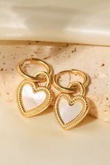 Inlaid Shell Heart Drop Earrings - Shah S. Sahota