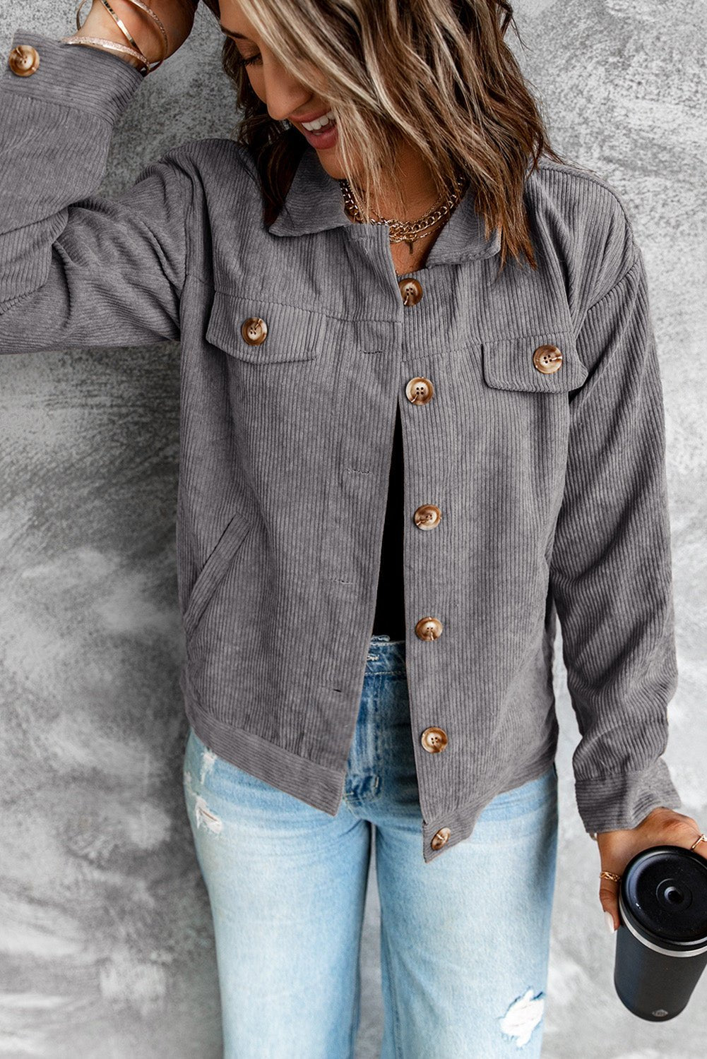 Corduroy Long Sleeve Jacket - Shah S. Sahota