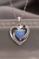 Opal Heart Pendant Necklace - Shah S. Sahota