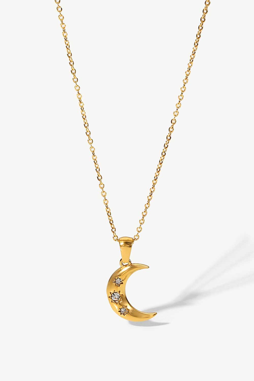 18K Gold Plated Inlaid Zircon Moon Pendant Necklace - Shah S. Sahota