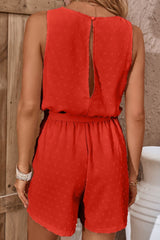 Swiss Dot Contrast Tie Waist Romper - Shah S. Sahota