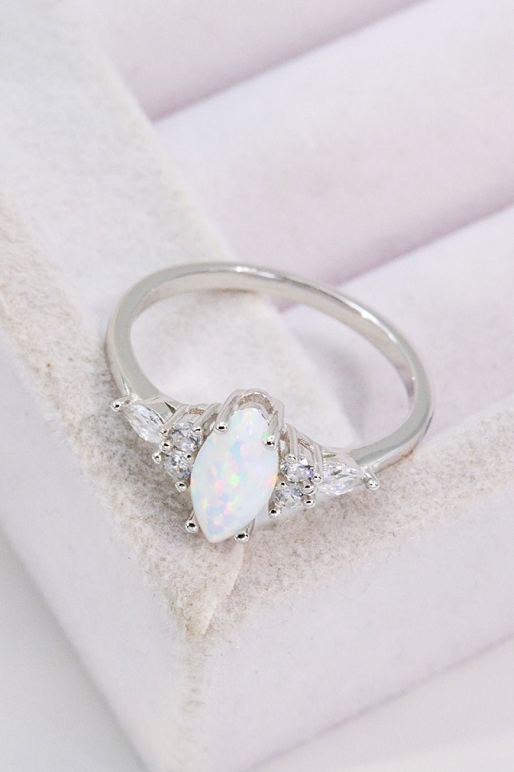 Opal and Zircon Platinum-Plated Ring - Shah S. Sahota