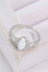 Opal and Zircon Platinum-Plated Ring - Shah S. Sahota