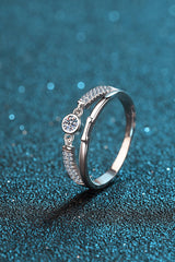 Moissanite Cutout Rhodium-Plated Ring - Shah S. Sahota