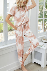 Tie-Dye Round Neck Short Sleeve Top and Pants Lounge Set - Shah S. Sahota