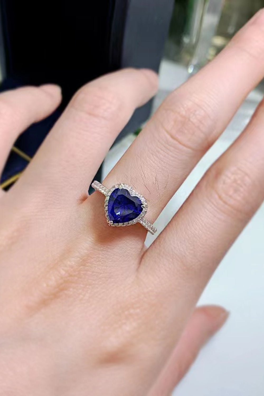 2 Carat Moissanite Heart-Shaped Side Stone Ring - Shah S. Sahota