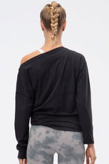 Exposed Seam Boat Neck Long Sleeve Yoga Tee - Shah S. Sahota