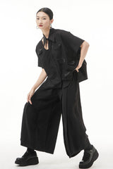 Cutout Pointed Collar Button Front Shirt - Shah S. Sahota