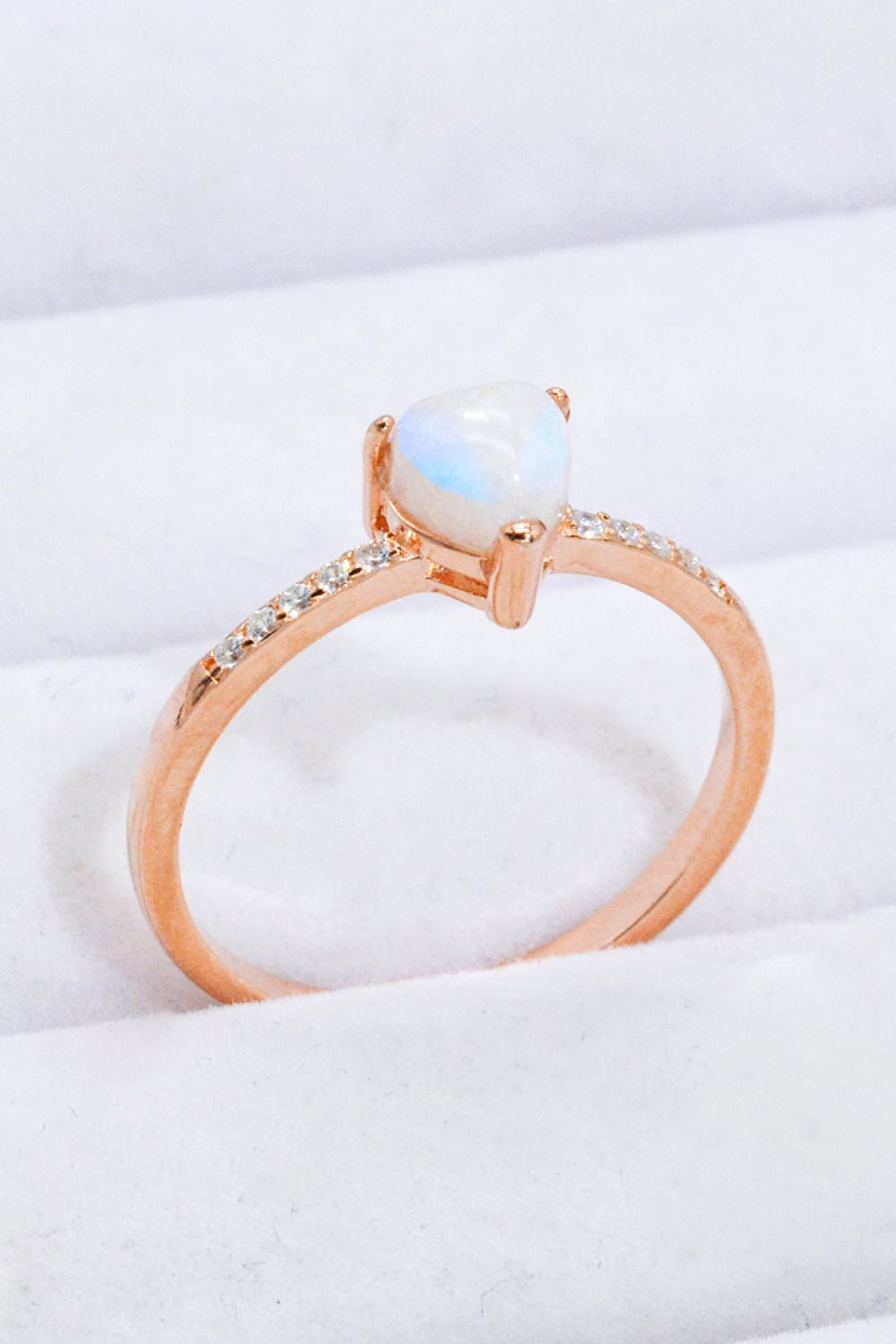 Natural Moonstone Heart 18K Rose Gold-Plated Ring - Shah S. Sahota