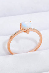 Natural Moonstone Heart 18K Rose Gold-Plated Ring - Shah S. Sahota