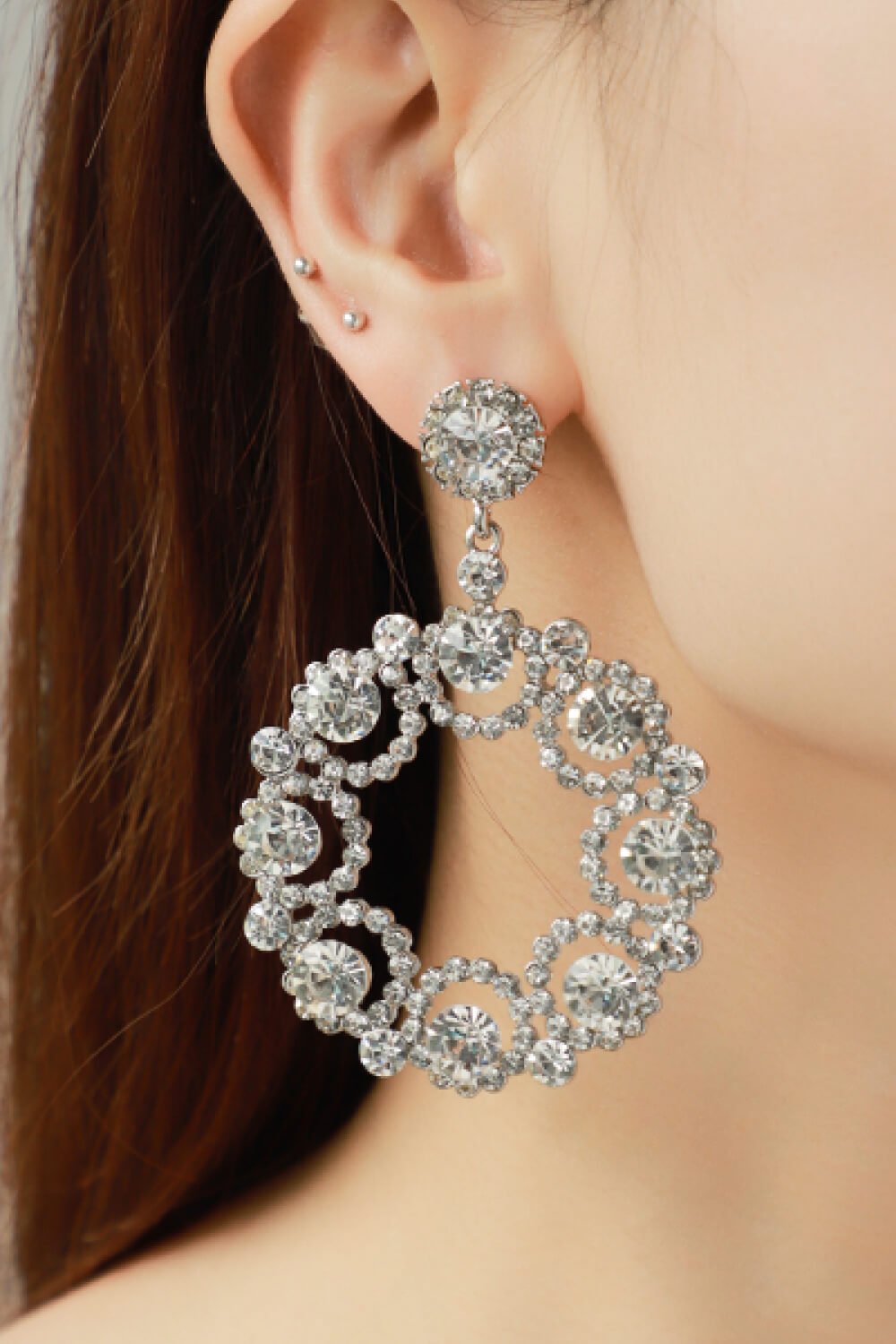 Alloy Rhinestone Round Drop Earrings - Shah S. Sahota