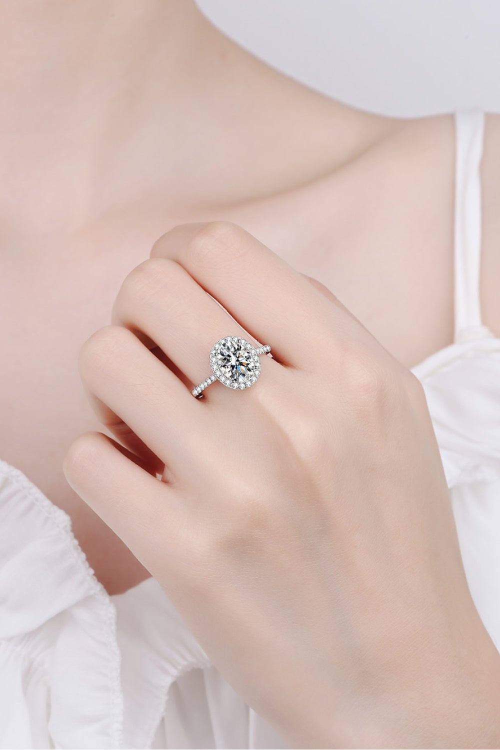 2 Carat Moissanite 925 Sterling Silver Halo Ring - Shah S. Sahota