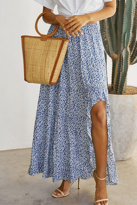Floral Asymmetrical Maxi Skirt - Shah S. Sahota