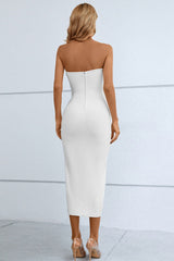 Cutout Strapless Drawstring Detail Split Bandage Dress - Shah S. Sahota