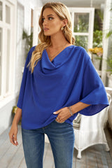 Cowl Neck Three-Quarter Sleeve Blouse - Shah S. Sahota