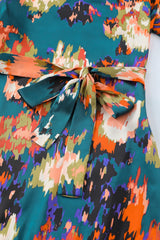 Abstract Print Belted Ruffle Hem Dress - Shah S. Sahota