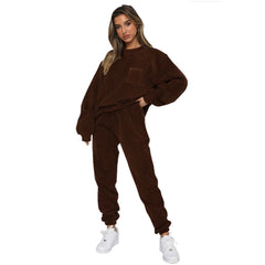 Corduroy Crew Neck Pullover Long Sleeve Sweatshirts & TiePants Two-Piece Sets - Shah S. Sahota