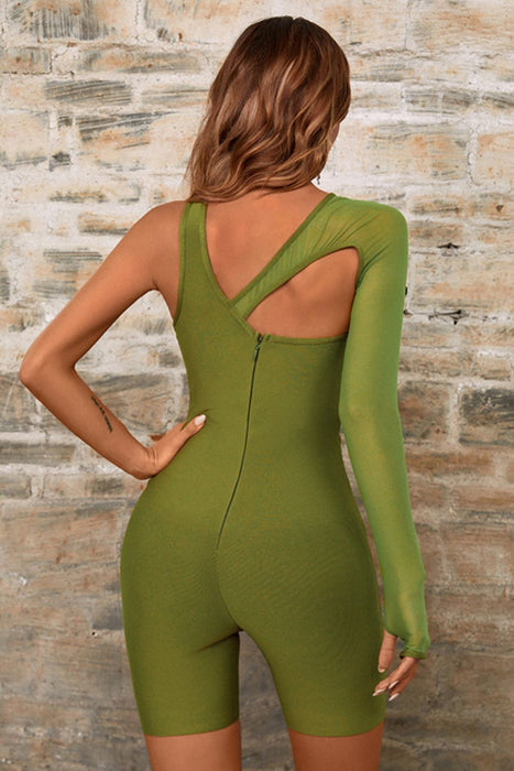 Asymmetrical Neck Cutout Romper - Shah S. Sahota