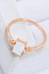 Rectangle Natural Moonstone Ring - Shah S. Sahota