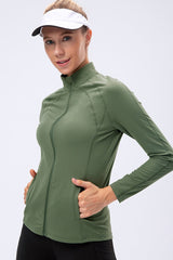 Zip Up Exposed Seam Top with Pockets - Shah S. Sahota
