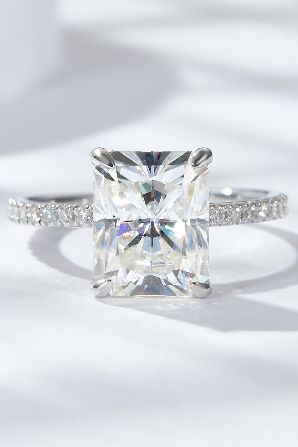 4 Carat Moissanite 4-Prong Side Stone Ring - Shah S. Sahota