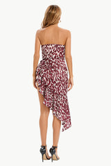 Leopard Strapless Ruffle Hem Dress - Shah S. Sahota