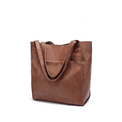 Retro Large Capacity Waxy Leather Tote Bag - Shah S. Sahota