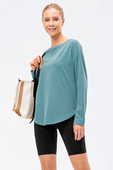 Exposed Seam Boat Neck Long Sleeve Yoga Tee - Shah S. Sahota
