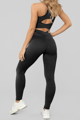 Gray Crisscross Sports Bra And Leggings Set - Shah S. Sahota