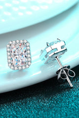 1 Carat Moissanite Rhodium-Plated Square Stud Earrings - Shah S. Sahota