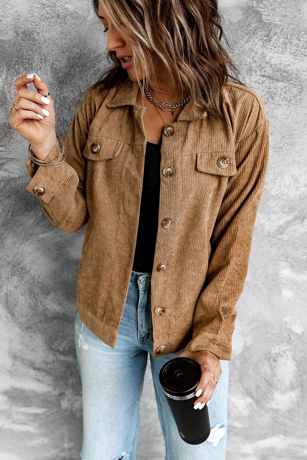 Corduroy Long Sleeve Jacket - Shah S. Sahota