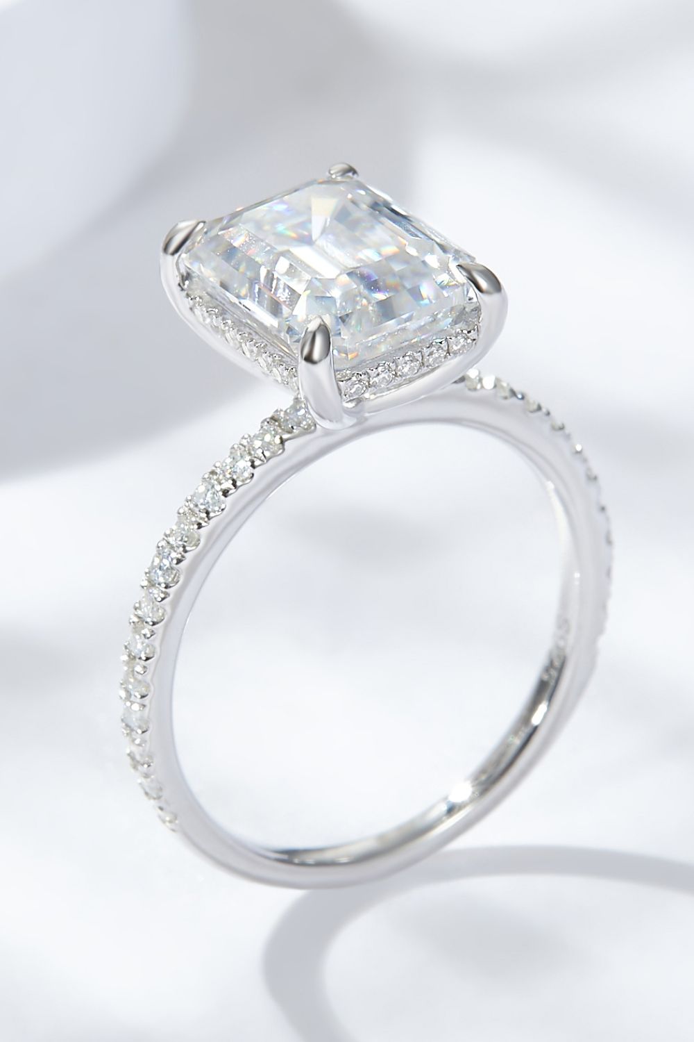 Emerald Cut 4 Carat Moissanite Side Stone Ring - Shah S. Sahota