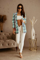 Lapel Long Sleeve Plaid Blaze - Shah S. Sahota