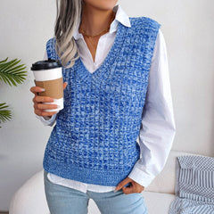 Heathered V-Neck Sweater Vest - Shah S. Sahota