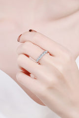 Moissanite Rhodium-Plated Half-Eternity Ring - Shah S. Sahota