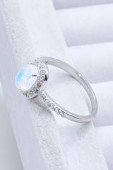 925 Sterling Silver Natural Moonstone Halo Ring - Shah S. Sahota