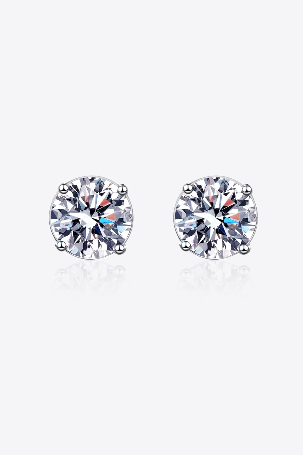 2 Carat Moissanite Rhodium-Plated Stud Earrings - Shah S. Sahota